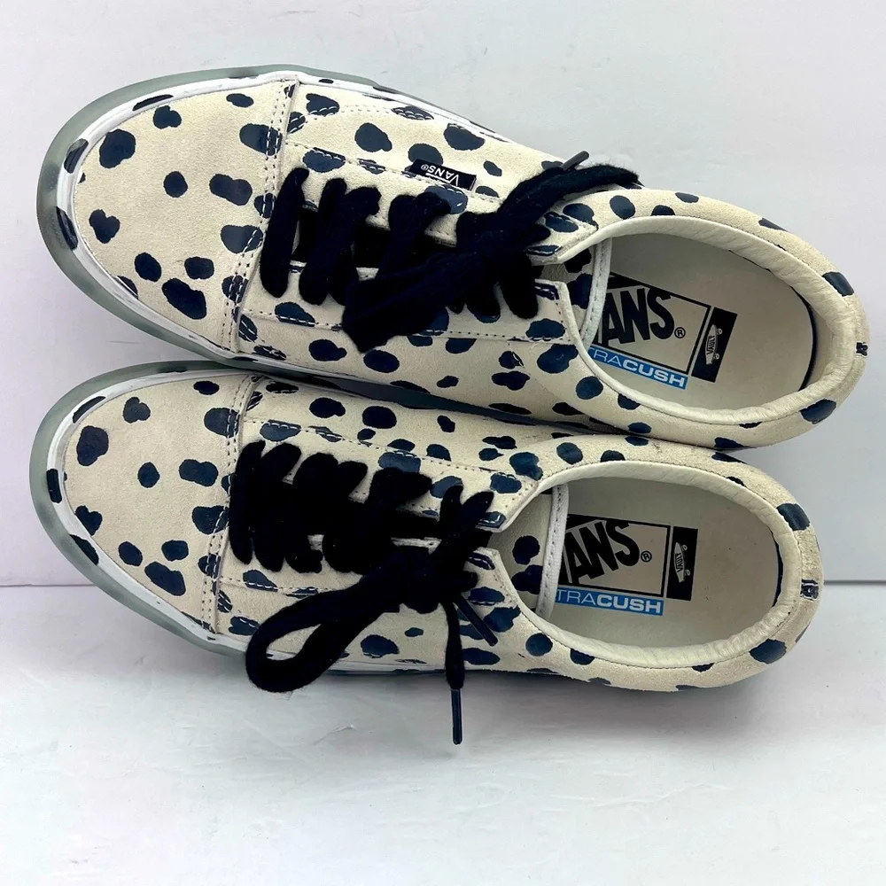 VANS OLD SKOOL NS VLT LX DALMATION, UPPER LEATHER, CRAM & BLACK, M 7.5, W 8.5